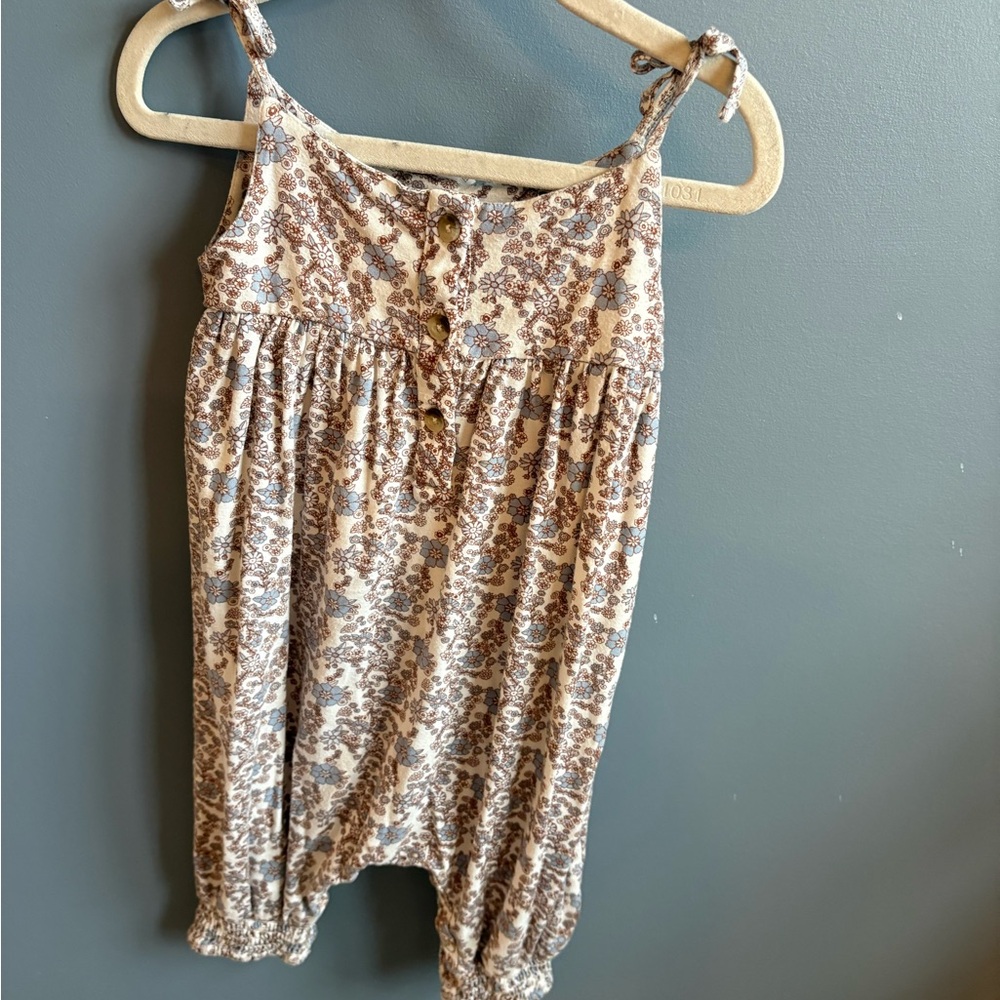 Kate Quinn Gathered Smock Tie Jumpsuit in Cornflower Ditzy Floral